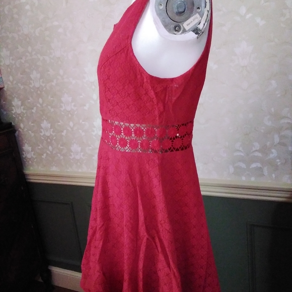 FREE PEOPLE Maroon Red Lace Embroidered Dress - Picture 6 of 11